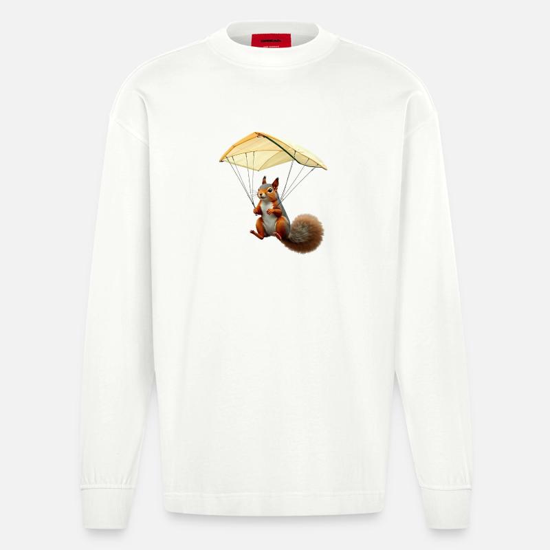 Fliegendes Eichhörnchen - Heavyweight Oversized Organic Langarmshirt Made in EU - OFF WHITE