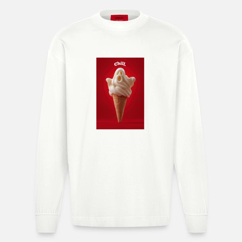 Chill Ghost Eiswaffel - Heavyweight Oversized Organic Langarmshirt Made in EU - OFF WHITE
