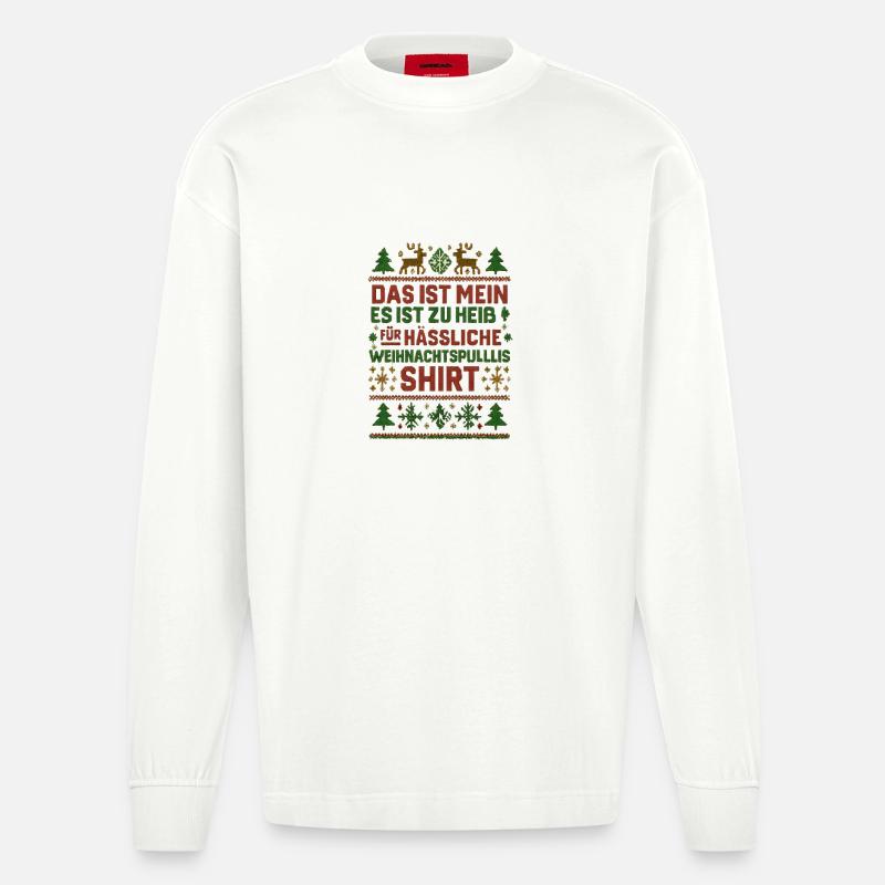 Chemise pull de Noël moche - Manches longues bio épais oversize fabriqué en UE - OFF WHITE