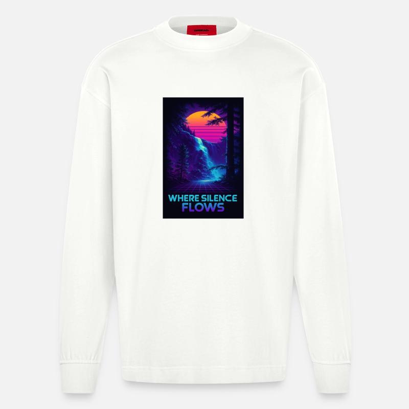 Where Silence Flows Neon Gorge - Heavyweight Oversized Organic Langarmshirt Made in EU - OFF WHITE