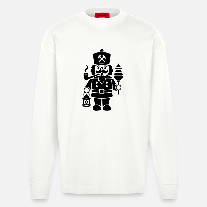 Bergmann Glück auf Räuchermann - Heavyweight Oversized Organic Langarmshirt Made in EU - OFF WHITE
