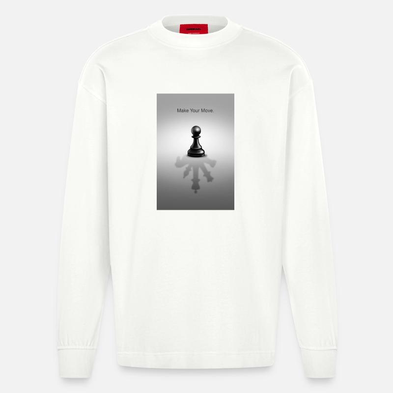 Make Your Move Minimal Mindset Design - Heavyweight Oversized Organic Longsleeve Shirt Made in EU - OFF WHITE