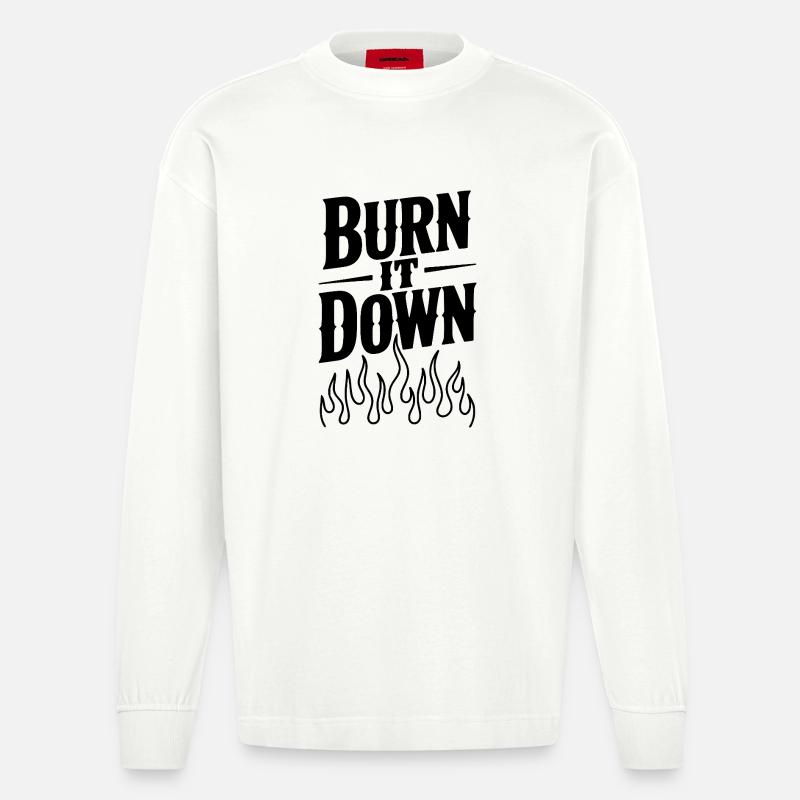 Burn it Down - Heavyweight Oversized Organic Longsleeve Shirt Made in EU - OFF WHITE
