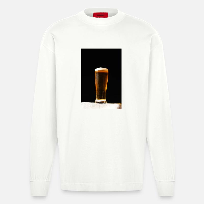 Bierglas Abendlicht - Heavyweight Oversized Organic Langarmshirt Made in EU - OFF WHITE