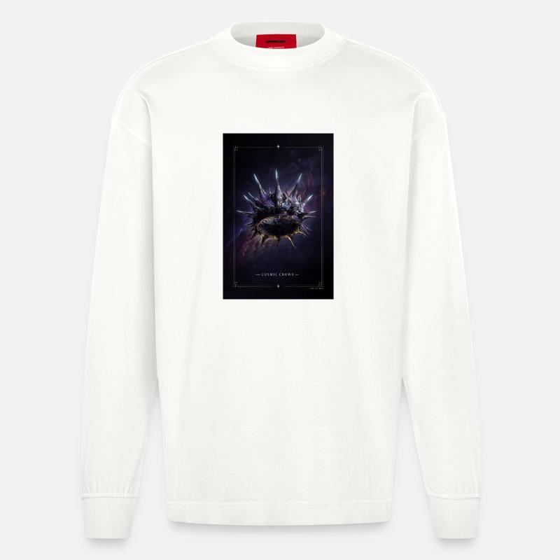 Kosmischer Kronennebelring - Heavyweight Oversized Organic Langarmshirt Made in EU - OFF WHITE