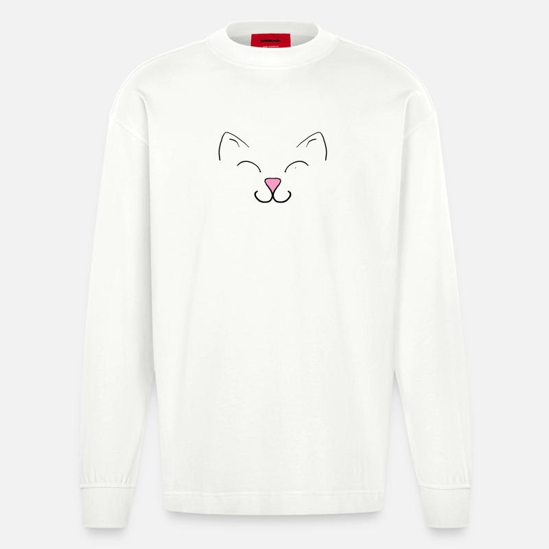 Katze - Heavyweight Oversized Organic Langarmshirt Made in EU - OFF WHITE