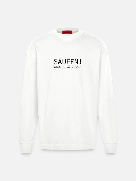 Booze! just drinking - Heavyweight Oversized Organic Longsleeve Shirt Made in EU - OFF WHITE