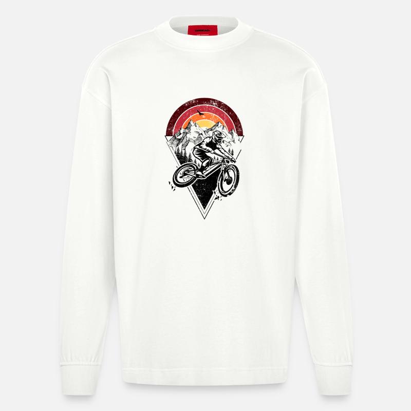 Sunset Ridge Silhouette Bogen - Heavyweight Oversized Organic Langarmshirt Made in EU - OFF WHITE