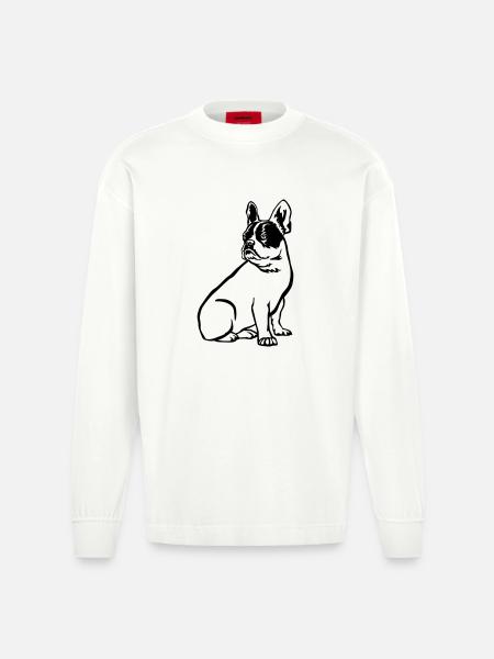 Français Bulldog - Manches longues bio épais oversize fabriqué en UE - OFF WHITE
