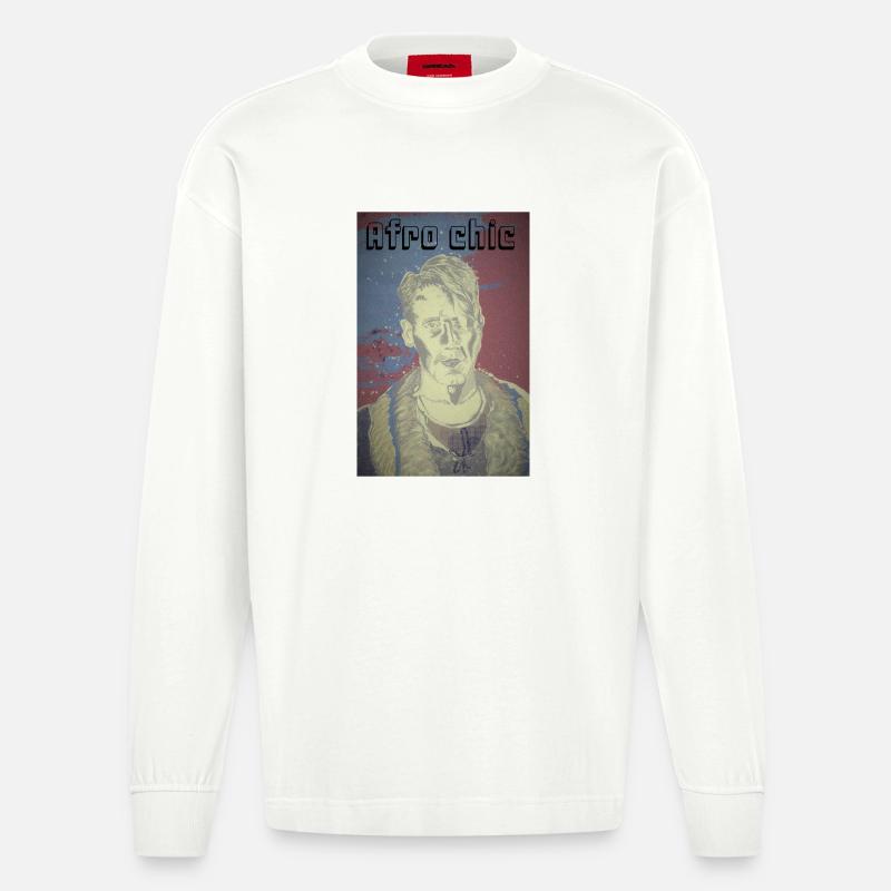 Afro-Chic - Heavyweight Oversized Organic Langarmshirt Made in EU - OFF WHITE