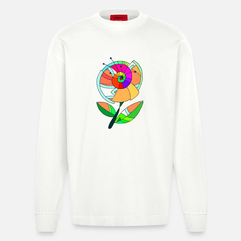 Blume - Heavyweight Oversized Organic Langarmshirt Made in EU - OFF WHITE