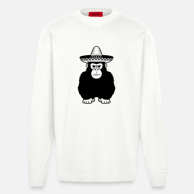 Gorilla-Sombrero - Heavyweight Oversized Organic Langarmshirt Made in EU - OFF WHITE