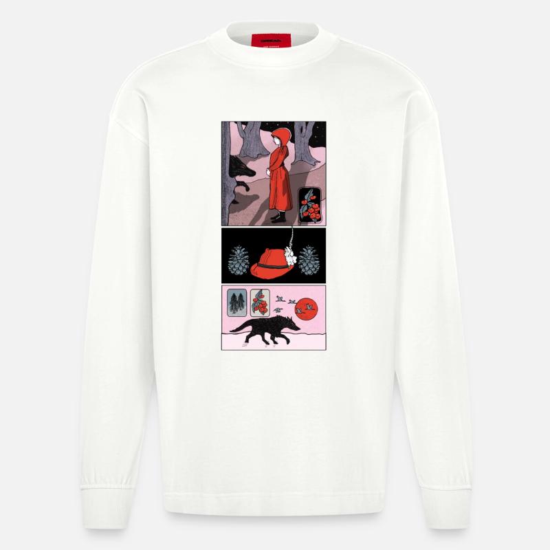 Rotkäppchen Comic - Heavyweight Oversized Organic Langarmshirt Made in EU - OFF WHITE