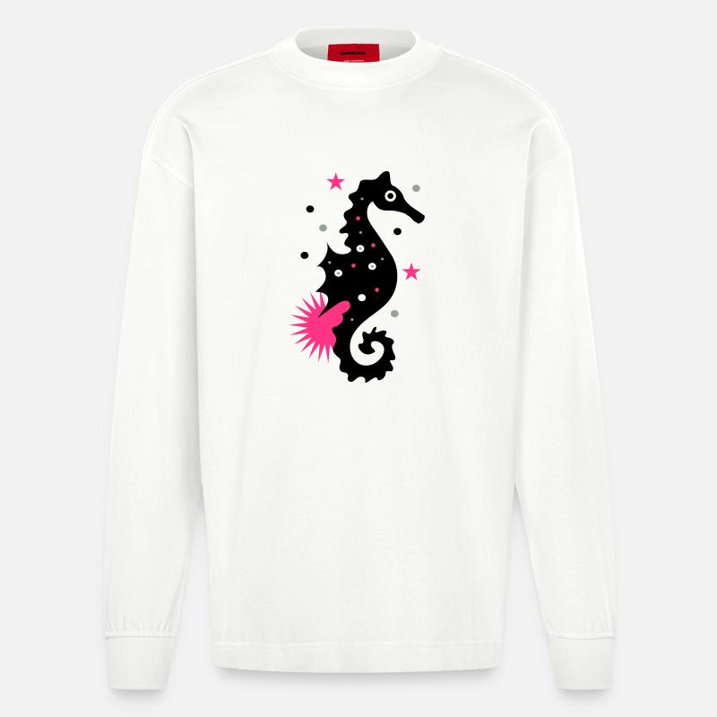 Seepferdchen - Heavyweight Oversized Organic Langarmshirt Made in EU - OFF WHITE