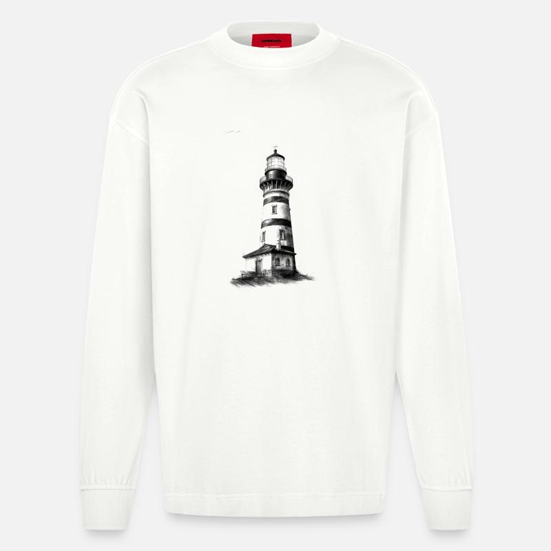 Leuchtturm Design zur selbstgestaltung - Heavyweight Oversized Organic Langarmshirt Made in EU - OFF WHITE