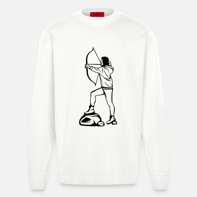 Archer Sketch - Heavyweight Oversized Organic Longsleeve Shirt Made in EU - OFF WHITE