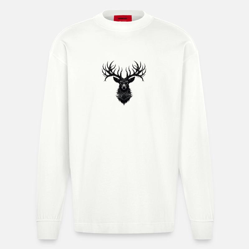 Horns of Darkness - Heavyweight Oversized Organic Langarmshirt Made in EU - OFF WHITE