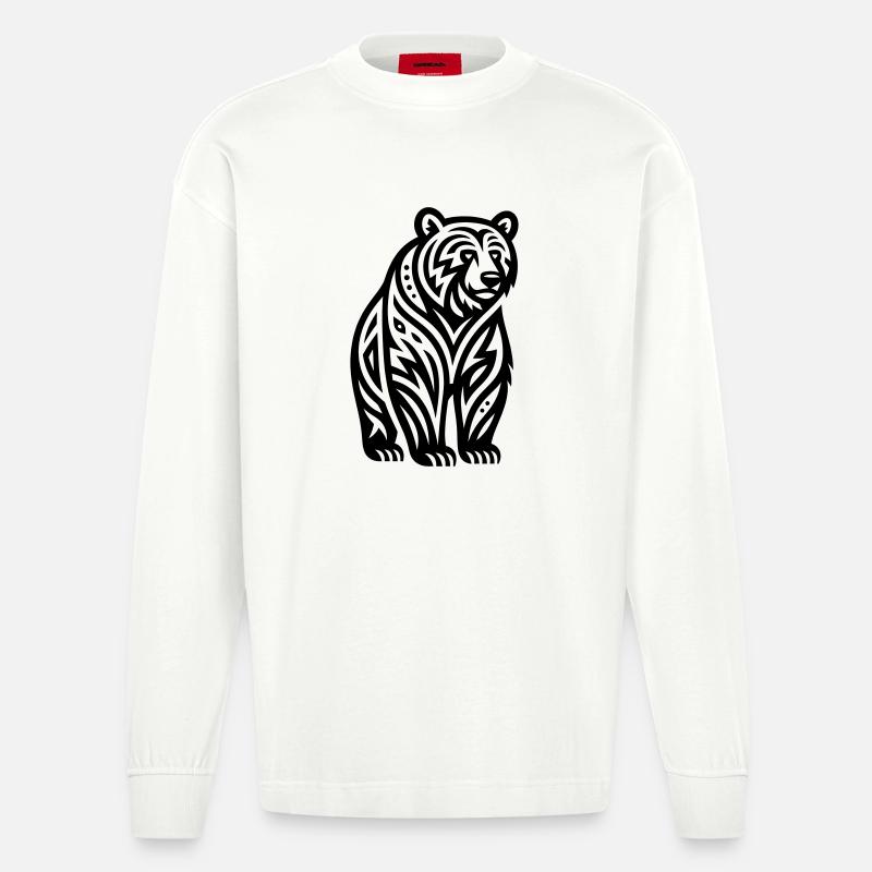 Just a Black Bear #2 / JustN-imal - Manches longues bio épais oversize fabriqué en UE - OFF WHITE