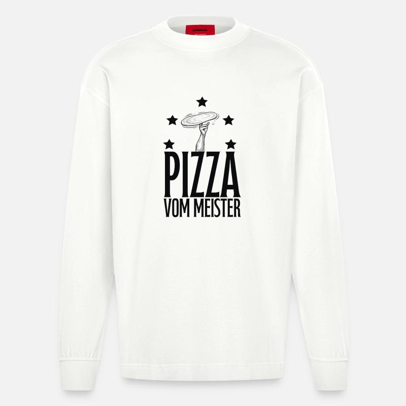 Pizzabäcker, Pizza - Heavyweight Oversized Organic Langarmshirt Made in EU - OFF WHITE