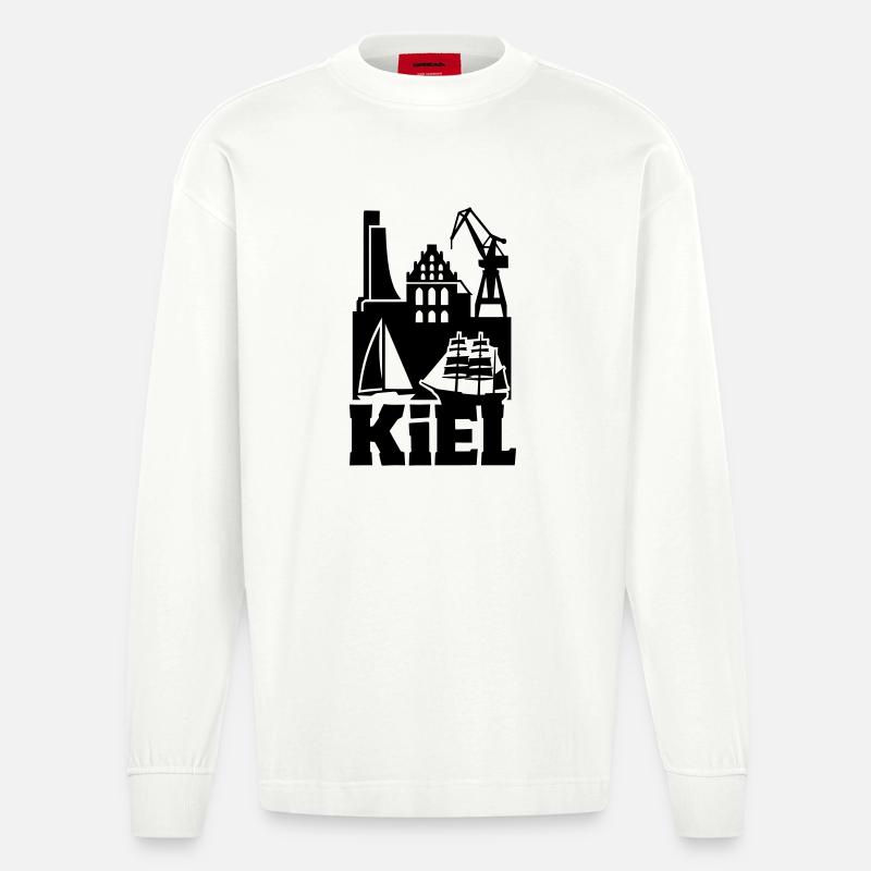 Monument de la silhouette de Kiel - Manches longues bio épais oversize fabriqué en UE - OFF WHITE