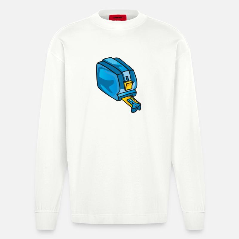 Rollmeter, tool, Compteur de rouleaux - Heavyweight Oversized Organic Langarmshirt Made in EU - OFF WHITE