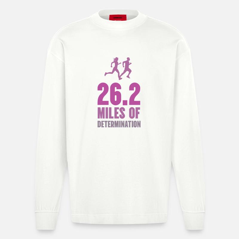 Marathon - 26,2 miles de détermination - Manches longues bio épais oversize fabriqué en UE - OFF WHITE