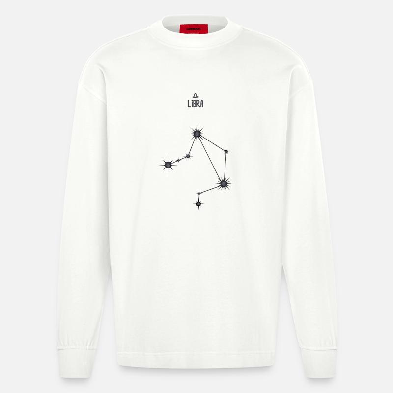 Waage Sternzeichen Sternbild Sternbild Schwarz & Grau - Heavyweight Oversized Organic Langarmshirt Made in EU - OFF WHITE
