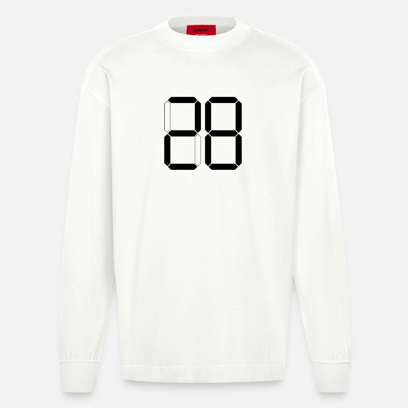 NUMMER 28 Achtundzwanzig Geschenk Digital - Heavyweight Oversized Organic Langarmshirt Made in EU - OFF WHITE