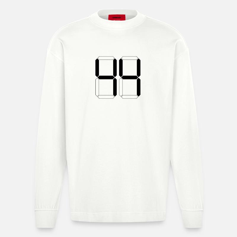 NUMMER 44 Vierundvierzig Geschenk Digital - Heavyweight Oversized Organic Langarmshirt Made in EU - OFF WHITE