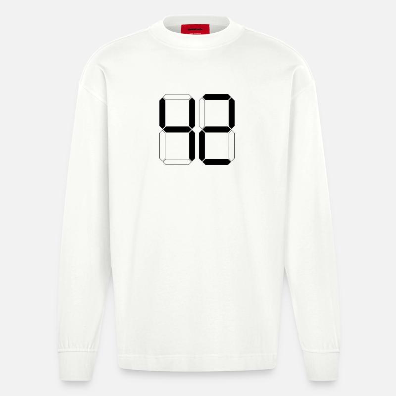 NUMMER 42 Zweiundvierzig Geschenk Digital - Heavyweight Oversized Organic Langarmshirt Made in EU - OFF WHITE
