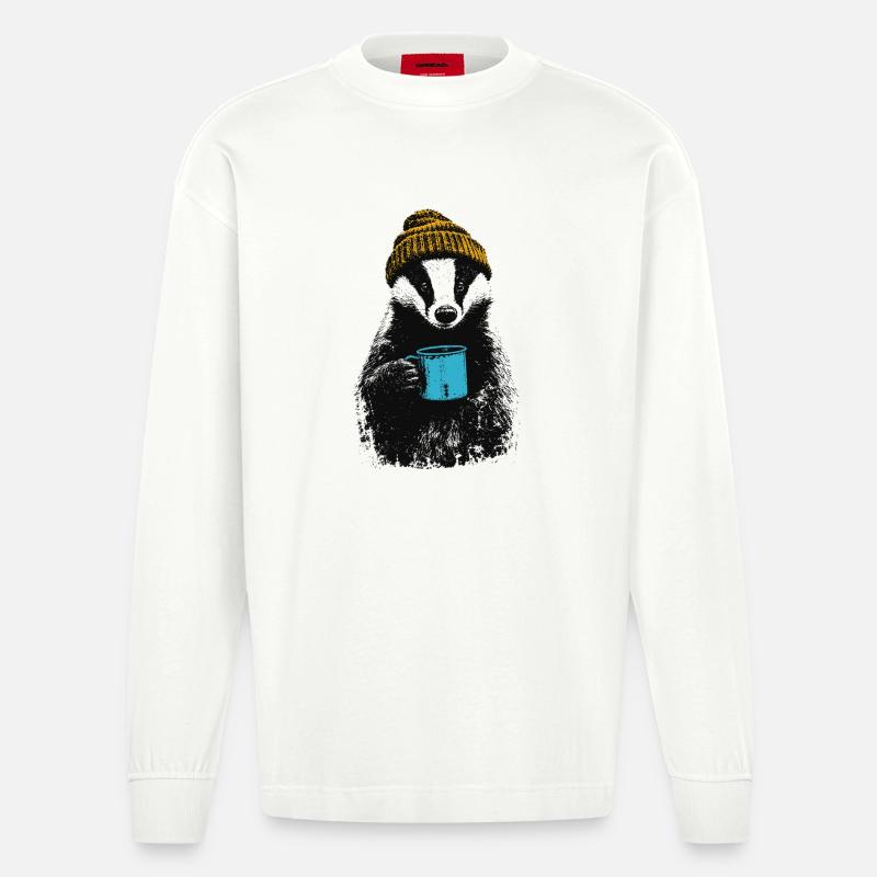Blaireau du Café - Manches longues bio épais oversize fabriqué en UE - OFF WHITE