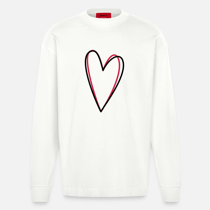 Cuore amore amicizia simbolo idea regalo - Maglia a maniche lunghe ecologica oversize Heavyweight Made in UE - OFF WHITE