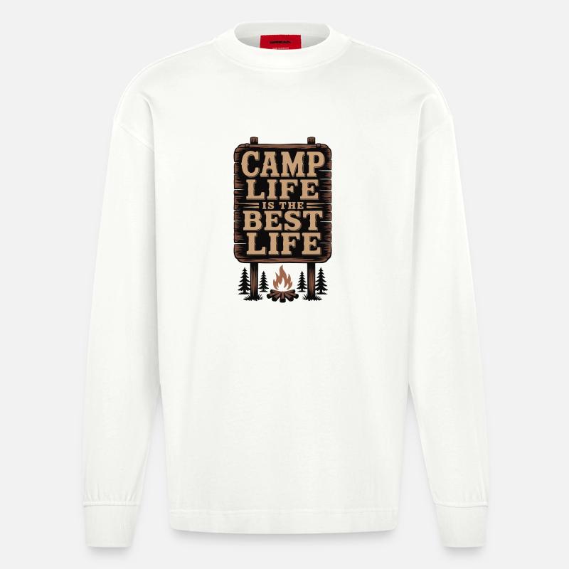 Das Camp-Leben ist das beste Leben - Heavyweight Oversized Organic Langarmshirt Made in EU - OFF WHITE