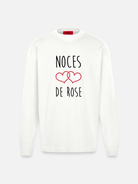 Rose Wedding 17 Years of Marriage - Heavyweight Oversized Organic Longsleeve Shirt Made in EU - OFF WHITE