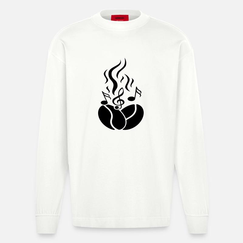 Kaffeebohnen mit Noten - Heavyweight Oversized Organic Langarmshirt Made in EU - OFF WHITE