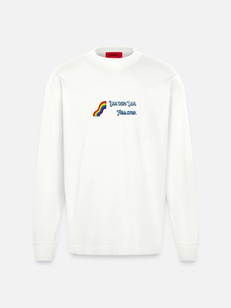 I am what I am - Heavyweight Oversized Organic Longsleeve Shirt Made in EU - OFF WHITE