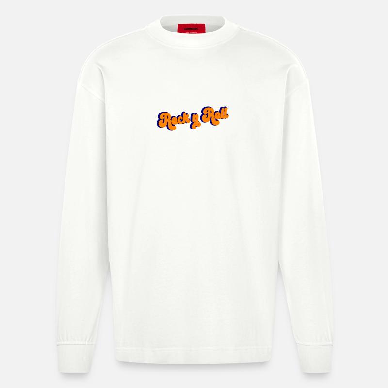 Rock and Roll Design Retro - Heavyweight Oversized Organic Langarmshirt Made in EU - OFF WHITE