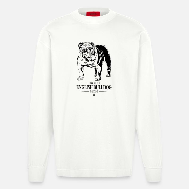 Bouledogue anglais Chiens Wilsigns - Manches longues bio épais oversize fabriqué en UE - OFF WHITE