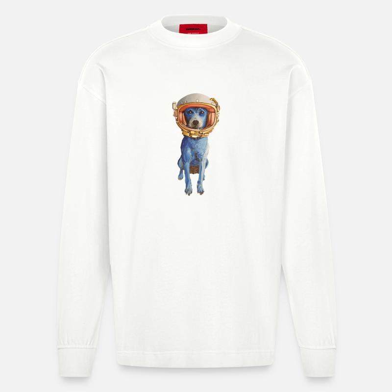 Laly Blue Astronaute en Casque Spatiale - Manches longues bio épais oversize fabriqué en UE - OFF WHITE