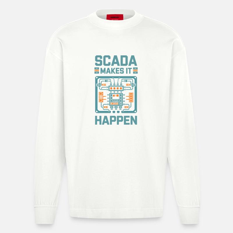  SCADA Makes It Happen Automatisierung Technik - Heavyweight Oversized Organic Langarmshirt Made in EU - OFF WHITE