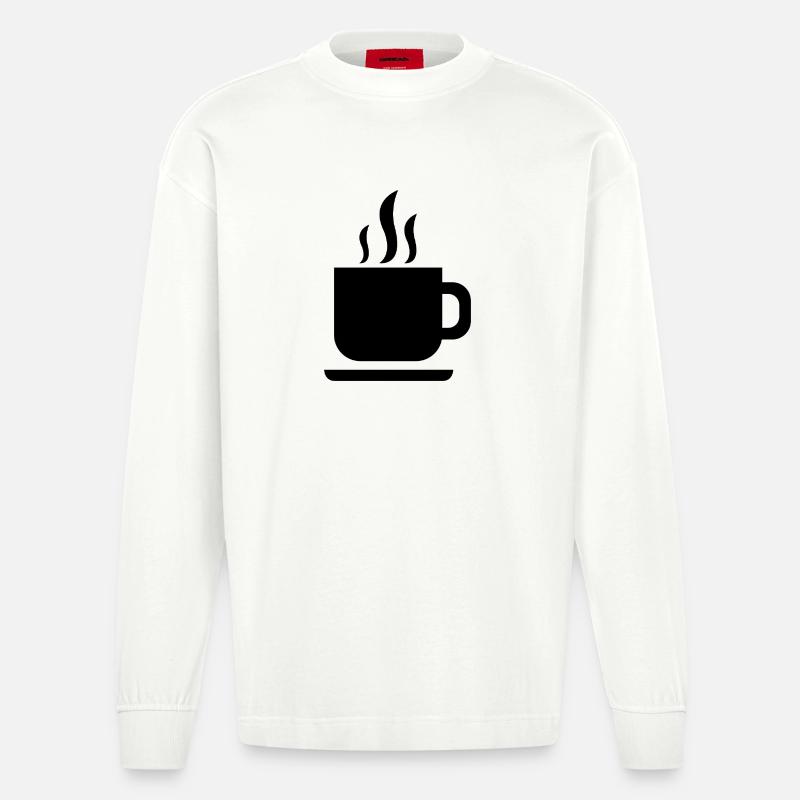 Kaffeetasse - Heavyweight Oversized Organic Langarmshirt Made in EU - OFF WHITE