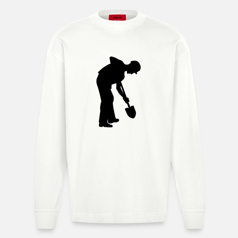 Fleißiger Bodenarbeiter – Grabteam - Heavyweight Oversized Organic Langarmshirt Made in EU - OFF WHITE