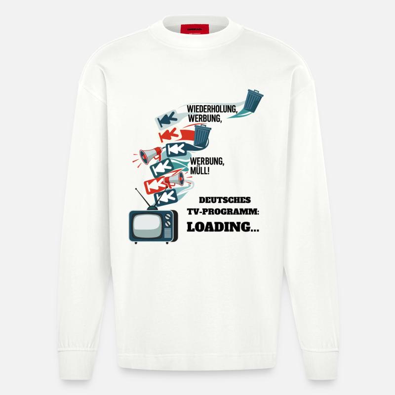 Deutsches TV-Programm: Loading... - Heavyweight Oversized Organic Langarmshirt Made in EU - OFF WHITE