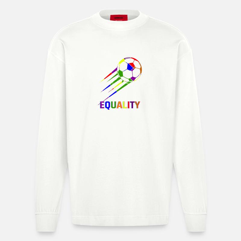 Fußball Regenbogen WM Equality - Heavyweight Oversized Organic Langarmshirt Made in EU - OFF WHITE