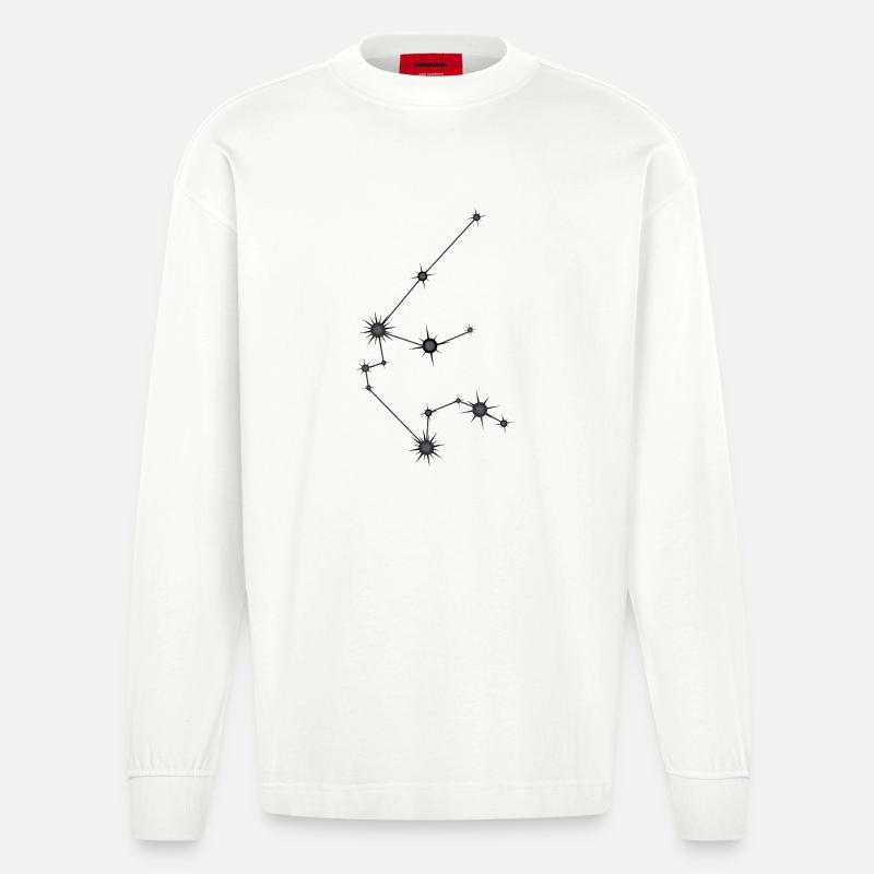 Wassermann Sternbild Sternzeichen Schwarz Grau - Heavyweight Oversized Organic Langarmshirt Made in EU - OFF WHITE