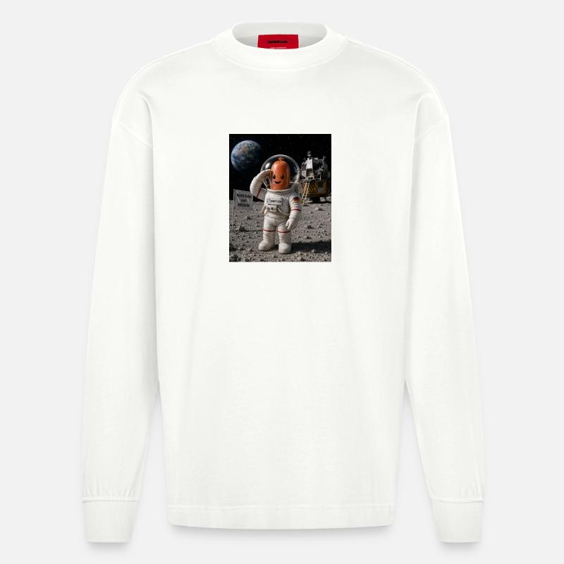 Astronaut Würstchen 2 - Heavyweight Oversized Organic Langarmshirt Made in EU - OFF WHITE