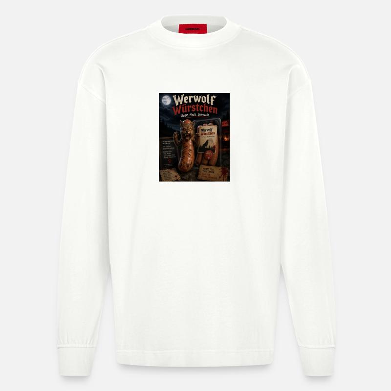 Werwolf Würstchen  - Heavyweight Oversized Organic Langarmshirt Made in EU - OFF WHITE