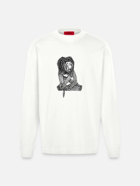 Singe Proboscis - Manches longues bio épais oversize fabriqué en UE - OFF WHITE