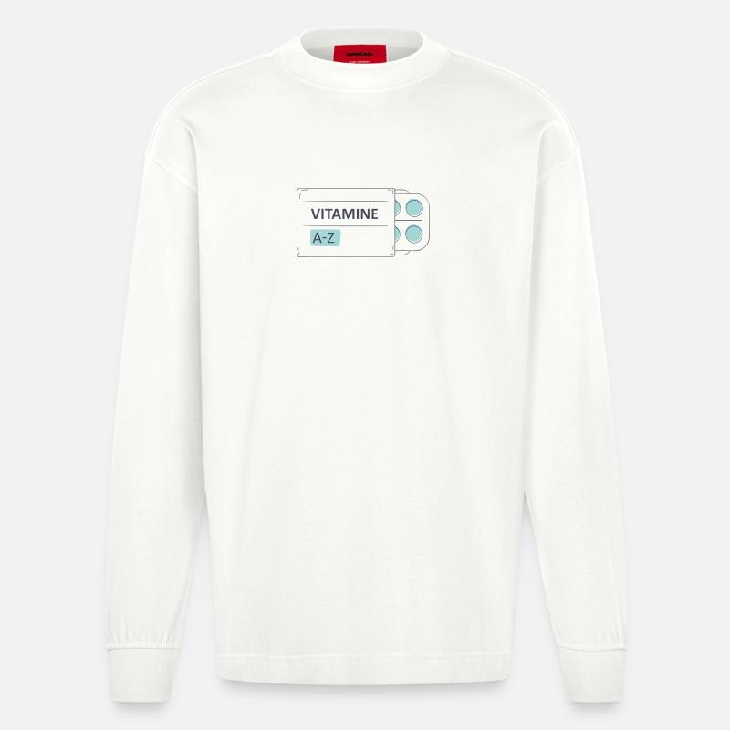 Medikamente Pillen Tabletten Packung - Heavyweight Oversized Organic Langarmshirt Made in EU - OFF WHITE