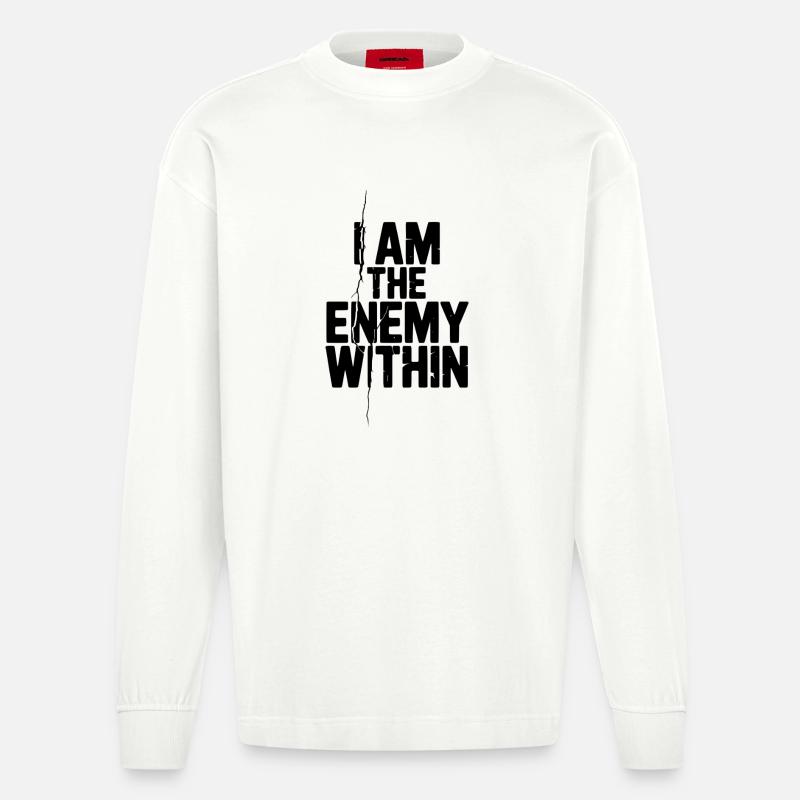 Ich bin der innere Feind - Heavyweight Oversized Organic Langarmshirt Made in EU - OFF WHITE